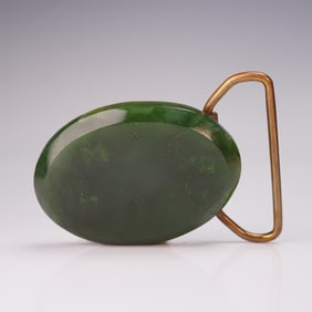 Handmade Deep Green Alaskan Jade Belt Buckle
