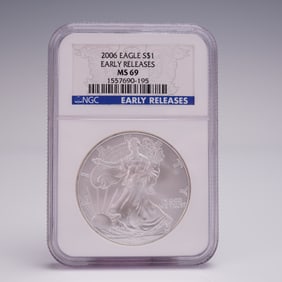 2006 American Silver Eagle Early Release Dollar Coin NGC Graded MS 69