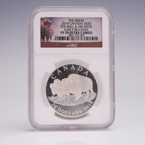 2014 Canada "The Bull and His Mate" $20 Coin NGC Graded PF 70 Ultra Cameo