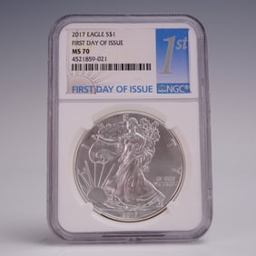 2017 American Silver Eagle First Day One Dollar Coin NGC Graded MS 70