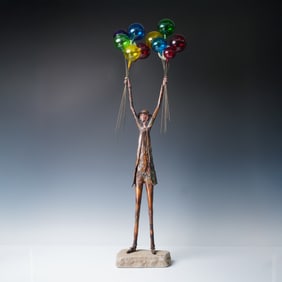 Jim Lewk Copper Sculpture, Balloon Seller with Glass Balloons