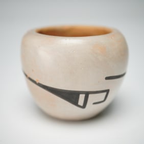 San Ildefonso Pueblo Miniature Pottery Bowl, Signed