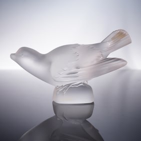 Lalique Frosted Crystal Bird Figurine