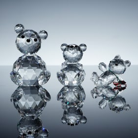 3pc Swarovski Crystal Figurines- Kris Bear, Large & Mini Bear