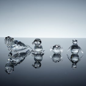 4pc Swarovski Crystal Figurines- Seals, Blowfish & Penguin