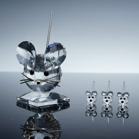 4pc Swarovski Silver Crystal  Mouse Figurines