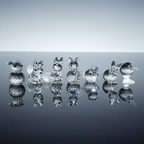 7pc Swarovski Crystal Mini Animal Figurines- Duck, Rabbits, Foxes & Kiwi