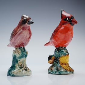2pc Stangl Pottery Cardinal Bird Figurines