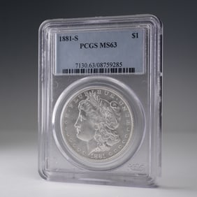 1881-S Morgan Silver Dollar PCGS Graded MS 63