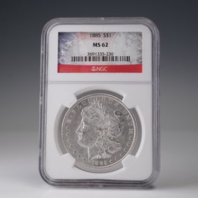 1885 Morgan Dollar Silver Dollar Coin NGC Graded MS 62