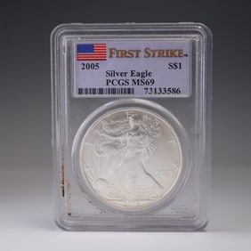 2005 American Silver Eagle Type 1 Dollar PCGS Graded MS 69