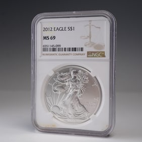 2012 American Silver Eagle Type 1 Dollar NGC Graded MS 69