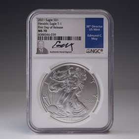 2021 American Silver Eagle Type 1 Dollar NGC Graded MS 70