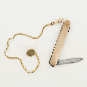 Simmons Gold-Tone Pocket Chain with Sheffield Steel Pocket Knife