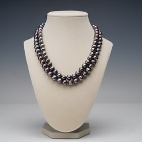 Black Freshwater Pearl Opera Length Necklace