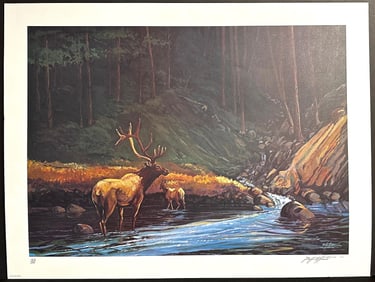 Bill Elliott (American) Lithograph The Old Bull, signed