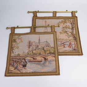 2pc Embroidered Parisian Hanging Tapestries