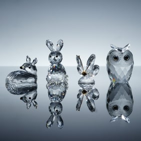 4pc Swarovski Crystal Figurines, Owl, Rabbit, Fawn, and Butterfly