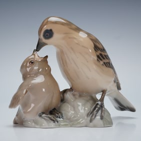 Bing & Grondahl Porcelain Figurine, Sparrow Feeding Its Young