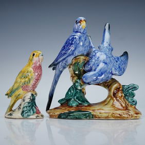 2pc Stangl Pottery Love Bird and Blue Parakeets Figurines
