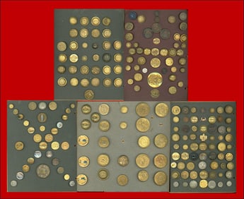 A book of 5 cards of assorted uniform buttons