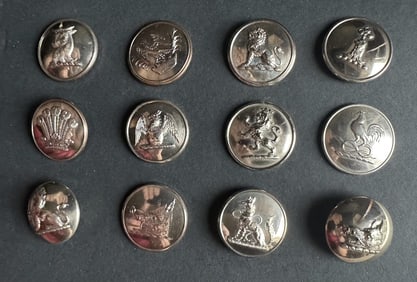 A framed selection of division 1 Livery buttons