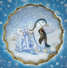 A div. 3 reverse painted glass button