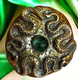 A division one brass and jeweled pictorial button