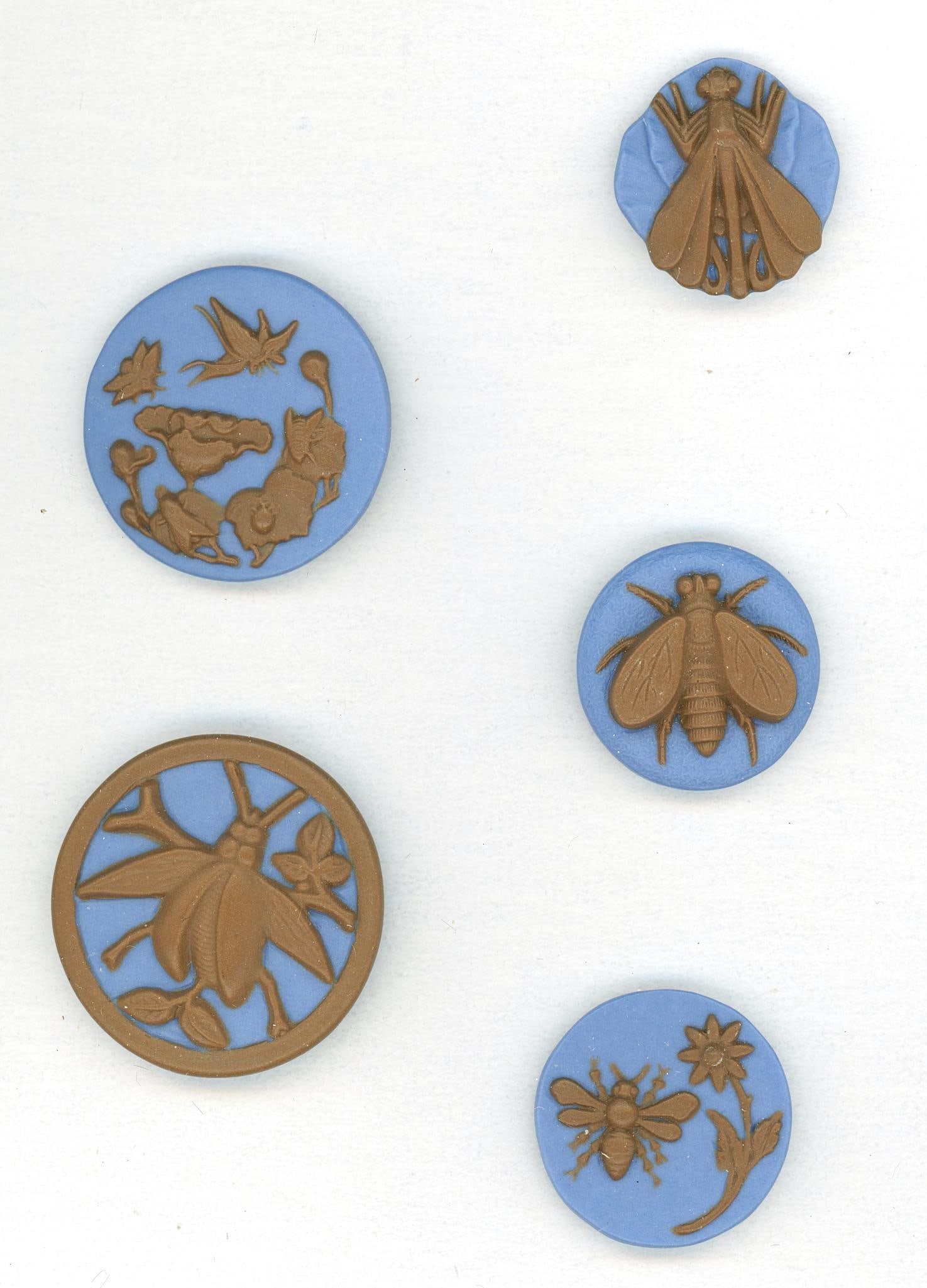 A small card of division three studio artist buttons (1 of 5)