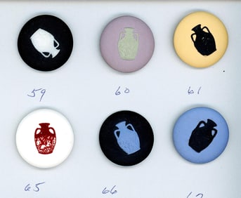A small card of division three Wedgwood buttons