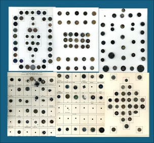 6 Cards of mostly div. 1 assorted black glass buttons