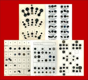 5 Cards of mostly div. 1 assorted black glass buttons