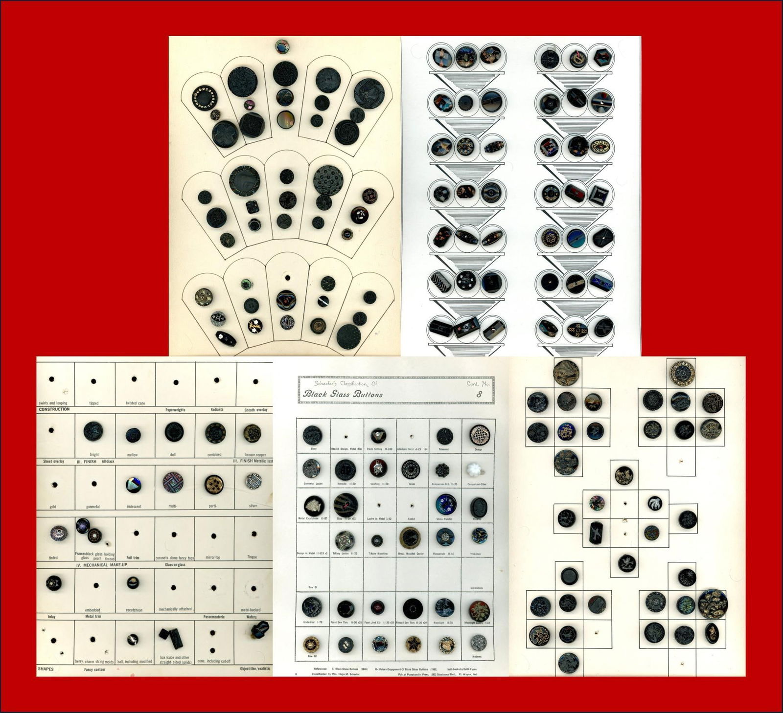 5 Cards of mostly div. 1 assorted black glass buttons (1 of 6)