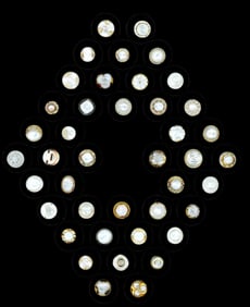 A card of division three glass buttons.