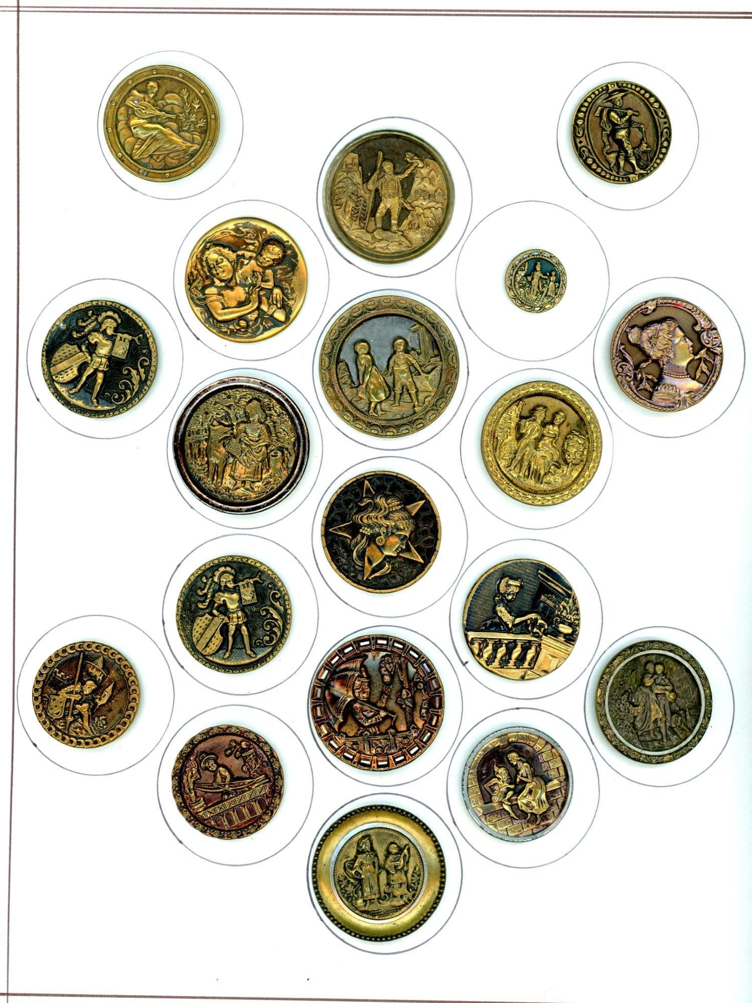 A card of division one assorted pictorial buttons (1 of 4)