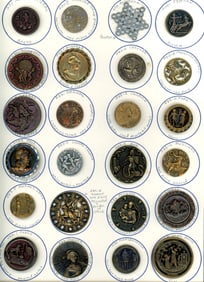 A card of mostly division one metal pictorial buttons