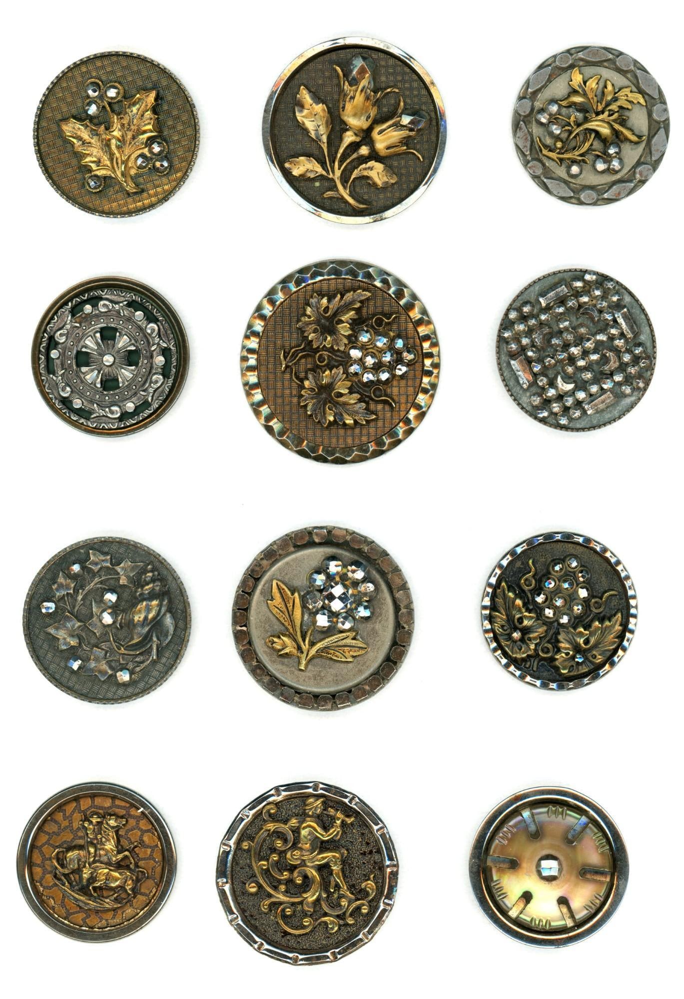 A small card of division one steel cup buttons (1 of 5)