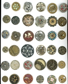 A card of division one and three assorted buttons