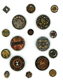 A small card of division one steel cup buttons