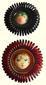 A pair of division three celluloid pictorial buttons