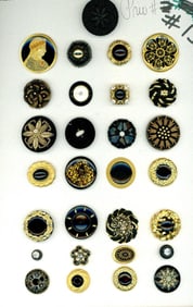 A card of division 1 & 3 black and gold buttons
