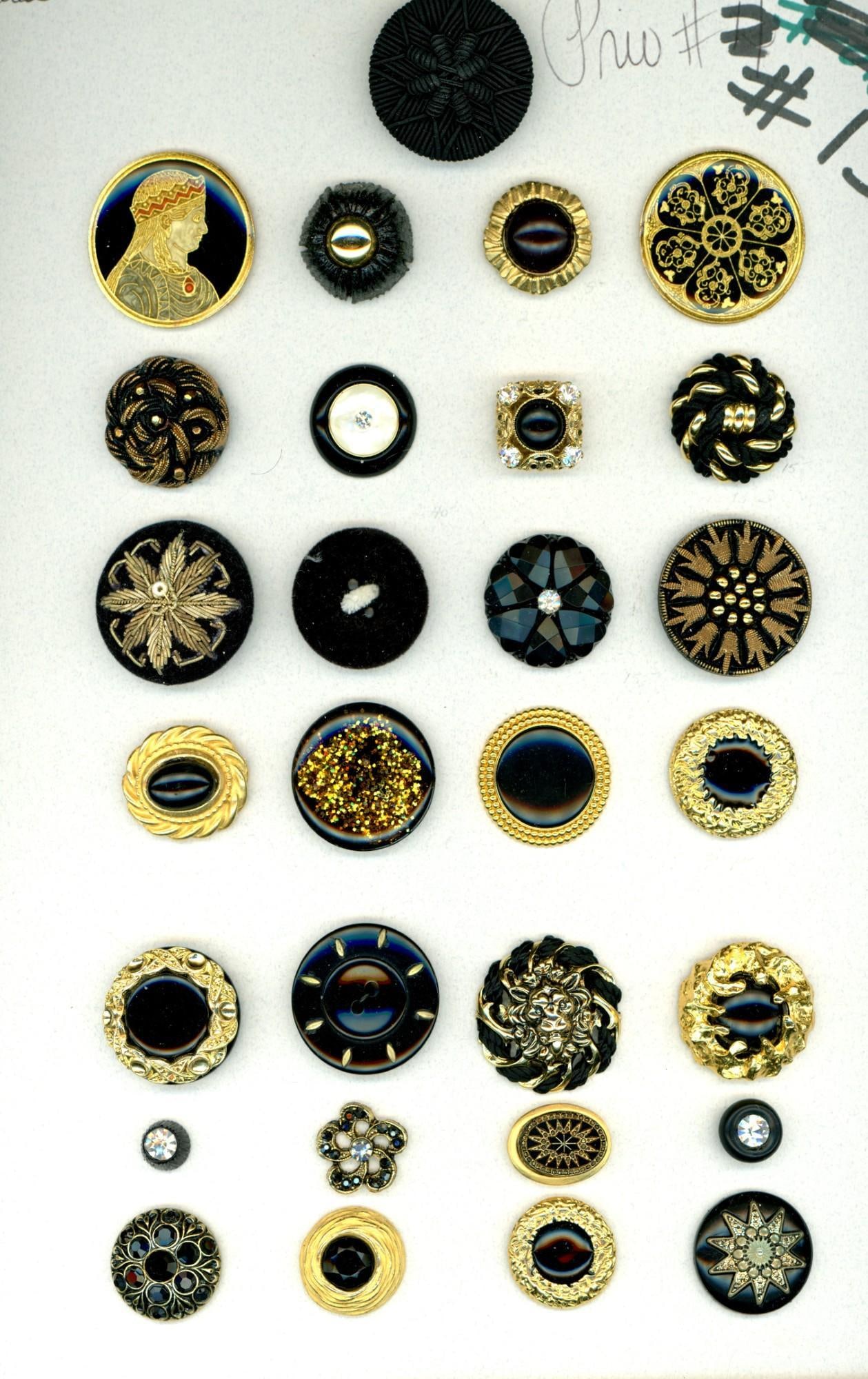 A card of division 1 & 3 black and gold buttons (1 of 4)