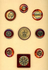2 Cards of division three Bakelite buttons