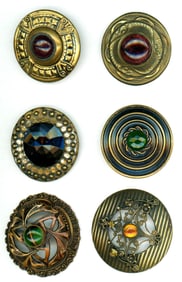 A small card of Division one glass in metal buttons