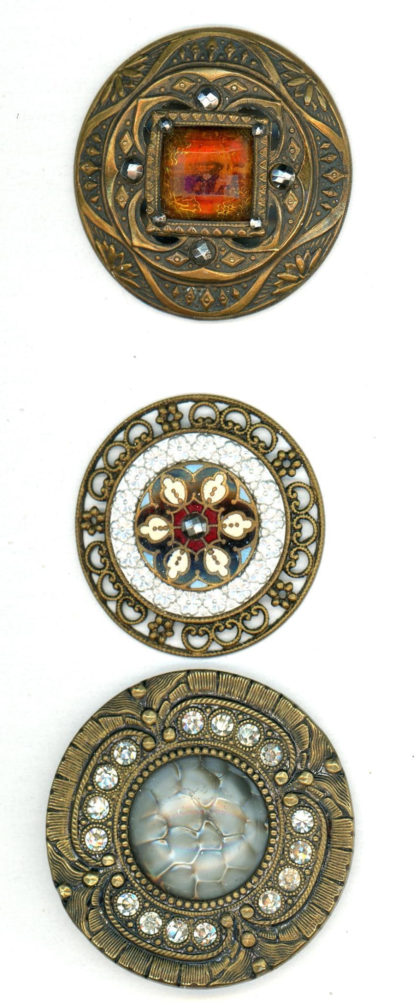 A small card of glass in metal buttons (1 of 5)