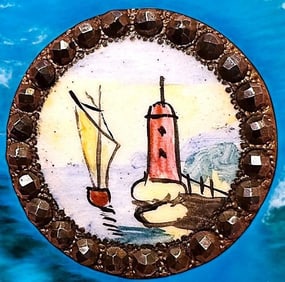 A division one pictorial enamel button