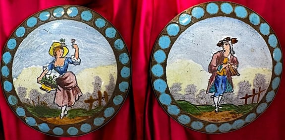 A division 1 pair of Polychrome enamel figural buttons