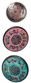 A small card of division one Asian enamel buttons