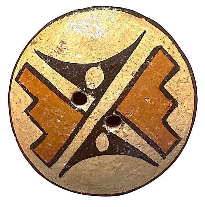 A division three patterned southwest pottery button (1 of 2)