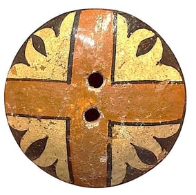 A division three patterned southwest pottery button